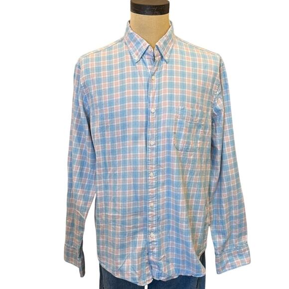 J.Crew Blue/Pink Cotton Linen Twill Slim Fit Button Down Shirt top Men size XL - Picture 1 of 8